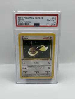2000 Pokemon Rocket 1st Edition #55 Eevee Graded PSA 8 NM - MT - Image 1