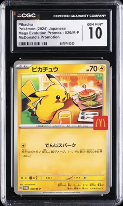 2025 POKEMON JAPANESE MEGA EVOLUTION MCDONALD'S PROMO PIKACHU CGC 10 GEM MINT - Image 1