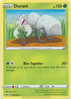 LP Pokemon Durant - 008/202 - Rare Lightly Played Sword & Shield Base Set - Image 1