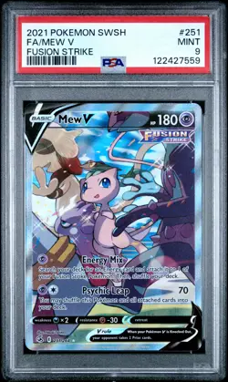 2021 Pokemon Sword & Shield Fusion Strike #251 Fa/Mew V Fusion Strike PSA 9 - Image 1