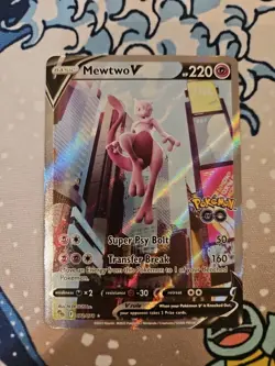 Pokemon Mewtwo V Holo Rare Card Super Psy Bolt Transfer Break Pokemon Go - Image 1