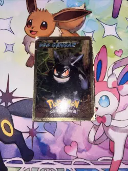 Gengar #94 94 Pokemon Cut Card Hasbro Toy Wishes Magazine 1999 Gold Foil Border - Image 1