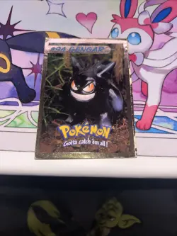 Gengar #94 94 Pokemon Cut Card Hasbro Toy Wishes Magazine 1999 Gold Foil Border - Image 2
