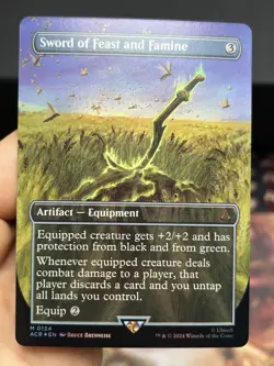 Sword of Feast and Famine Borderless Assassin's Creed Foil • Clean • Mtg (2015) - Image 1