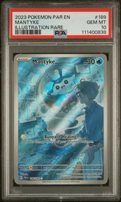 PSA 10 Gem Mint Mantyke 189/182 Paradox Rift: Illustration Rare Pokemon 2023 - Image 1