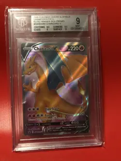 2020 Pokemon Champions Path elite ETB Promo SWSH050 Charizard V BECKETT 9 - Image 1