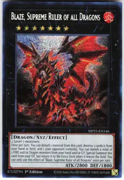 Blaze, Supreme Ruler of all Dragons MP25-EN146 Yugioh TCG Prismatic Secret Rare - Image 1