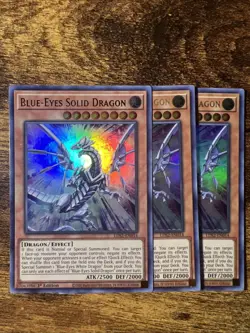 Yugioh - Blue-Eyes Solid Dragon - Ultra Rare Holographic - 1st Edition Card X3 - Image 1