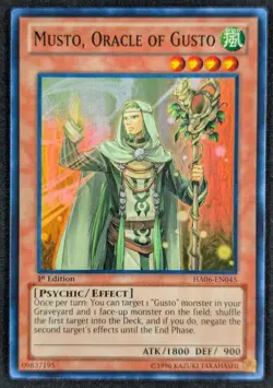 Musto Oracle Gusto 1996 1st Edition Super Rare Holo Yugioh Card HA06-EN045 (NM) - Image 1