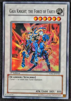 Gaia Knight 1996 1st Edition Super Rare Holo Yugioh Card 5DS1-EN042 (NM) - Image 1