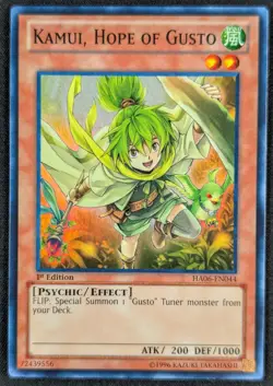 Kamui Hope of Gusto 1996 1st Edition Super Rare Holo Yugioh Card HA06-EN044 (NM) - Image 1