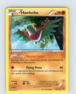 Pokemon TCG Hawlucha XY Furious Fists 63/111 Cosmos Holo Rare Card Played LP - Image 1
