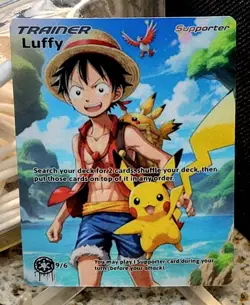 Pokemon Monkey D. Luffy Anima Doujin ACG DIY Craft Art Custom Card Holo Onepiece - Image 1