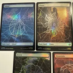 FOIL Spider-Man Full Art Basic Land Complete Set 5x SPM MTG Mint Unplayed M/NM - Image 2
