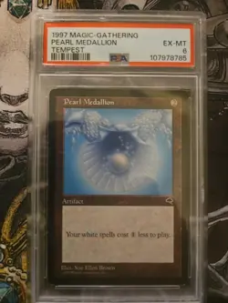 1997 Magic The Gathering Pearl Medallion Tempest PSA 6 - Image 1