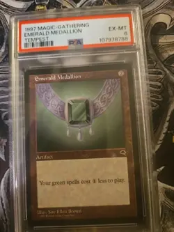 1997 Magic The Gathering Emerald Medallion Tempest PSA 6 - Image 1
