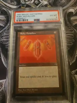 1997 Magic The Gathering Ruby Medallion Tempest PSA 6 - Image 1