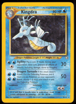 Pokemon TCG Card English Neo Genesis Kingdra 8/111 Holo Rare LP - Image 1