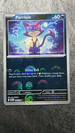 Pokemon TCG Purrloin 055/086 Master Ball Pattern Black Bolt White Flare EN NM - Image 1