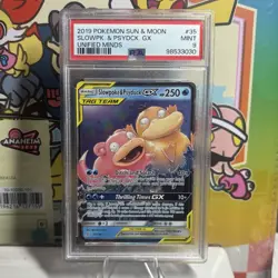 2019 POKEMON SUN & MOON UNIFIED MINDS SLOWPOKE & PSYDUCK GX #35/236 PSA 9 MINT - Image 1