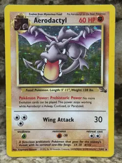 Pokemon Fossil Aerodactyl Holo Rare 1/62 MP - Image 1