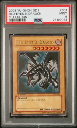 Red-Eyes B. Dragon Yugioh 2003 Ultra Rare SDJ 1st Edition English #001 PSA 9 - Image 1