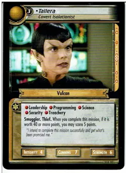 STAR TREK CCG 2E WHAT YOU LEAVE BEHIND RARE CARD TALLERA 14R103 ex - Image 1
