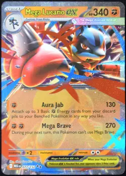 Pokemon TCG Mega Lucario ex 077/132 2025 Mega Evolution Double Rare Card - NM - Image 1