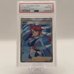 Pokemon TCG Skyla Holo Ultra Rare Full Art Card Shining Fates 072/072 PSA 10 - Image 1