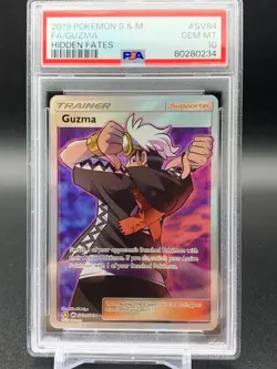 Guzma SV84/SV94 PSA 10 Gem Mint Hidden Fates Full Art Trainer Pokemon Card 2019 - Image 1