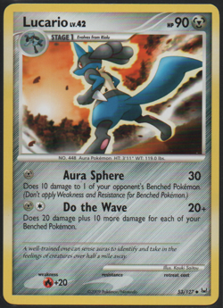 Lucario 53/127 Platinum 2009 Uncommon Lightly Played Pokemon Card TCG - Image 1