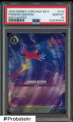 2024 Disney Lorcana EN 5 Enchanted #210 Finders Keepers PSA 10 GEM MINT - Image 1