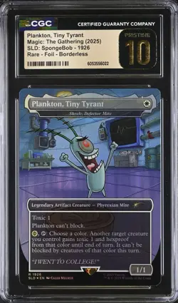 CGC 10 PRISTINE Plankton, Tiny Tyrant MTG Spongebob SLD Secret Lair Rainbow Foil - Image 1