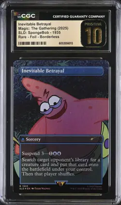 CGC 10 PRISTINE Inevitable Betrayal MTG Spongebob SLD Secret Lair Rainbow Foil - Image 1