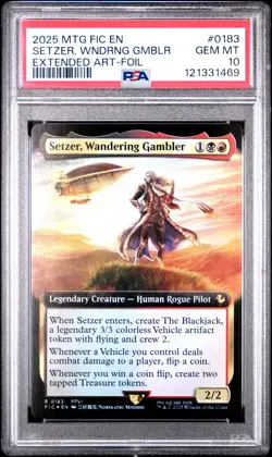 2025 MTG FINAL FANTASY EXTENDED ART-FOIL SETZER WANDERING GAMBLER PSA 10 - Image 1