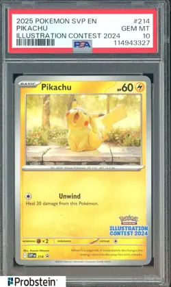 2025 Pokemon SVP EN Illustration Contest 2024 #214 Pikachu PSA 10 GEM MINT - Image 1