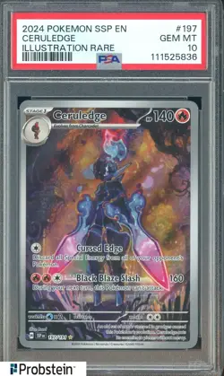 2024 Pokemon SSP EN #197 Ceruledge Illustration Rare #197 PSA 10 GEM MINT - Image 1