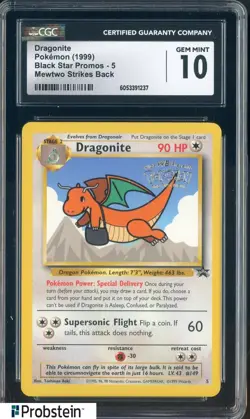1999 Pokemon Black Star Promos Mewtwo Strikes Back #5 Dragonite CGC 10 GEM MINT - Image 1