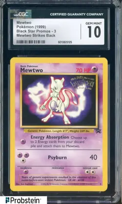 1999 Pokemon Black Star Promos Mewtwo Strikes Back #3 Mewtwo CGC 10 GEM MINT - Image 1