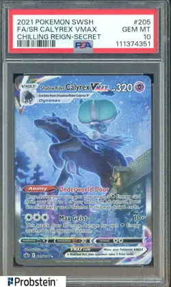 2021 Pokemon SWSH Chilling Reign Secret #205 SR Calyrex Vmax FA PSA 10 GEM - Image 1