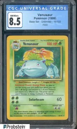 1999 Pokemon Base Set #15/102 Venusaur Holo CGC 8.5 NM-MT+ - Image 1