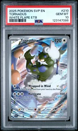 PSA 10 GEM TORNADUS #210 2025 POKEMON SVP EN WHITE FLARE ETB BLACK STAR PROMO - Image 1
