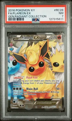 2016 POKEMON XY GENERATIONS RADIANT COLL #RC28 FULL ART/FLAREON EX PSA 7 - Image 1