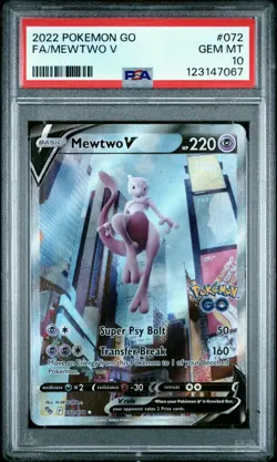 2022 POKEMON GO #072 FULL ART/MEWTWO V PSA 10 - Image 1