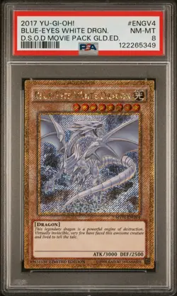 2017 YU-GI-OH! THE DARK SIDE OF DIMENSIONS MOVIE BLUE-EYES WHITE DRAGON PSA 8 - Image 1