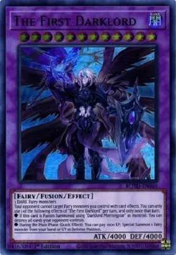 Yugioh - The First Darklord - 1st Edition Super Rare NM - Free Holographic Card - Image 1