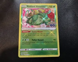 Radiant Venusaur Pokemon GO 004/078 Holo Radiant Rare Pokemon Card LP - Image 1