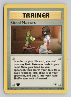 Good Manners Trainer 111/132 1st Edition Gym Heroes Pokemon Card LP - Image 1