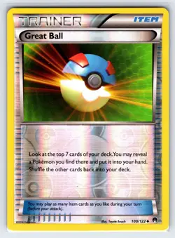 Great Ball 100/122 2016 XY Breakpoint Set Pokemon Card Reverse Holo Trainer - Nm - Image 1