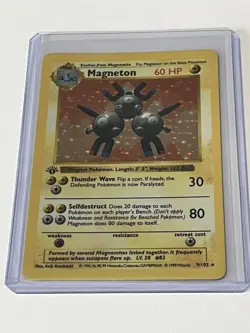 1st Edition Magneton 9/102 Base Set 1999 Shadowless Holo Rare WOTC Pokemon Card - Image 1